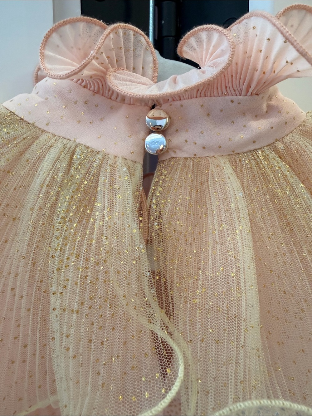 Girls Peach Ruffle Tulle Top - Picture 4 of 5
